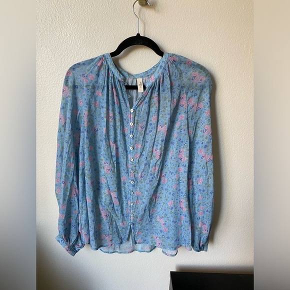 Spell Women’s Dolly Blouse in Dusty Blue Size XXS Floral BOHO Romantic Top - Picture 2 of 7